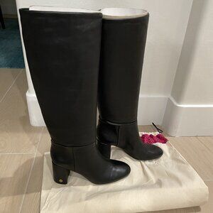 Tory Burch Knee High Black Leather Boots - Size 8 - Brand New w/o box - Rtl $600